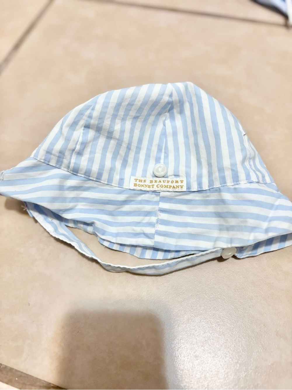 The Beaufort Bonnet Company Light Blue & White Striped Kids Sun Hat